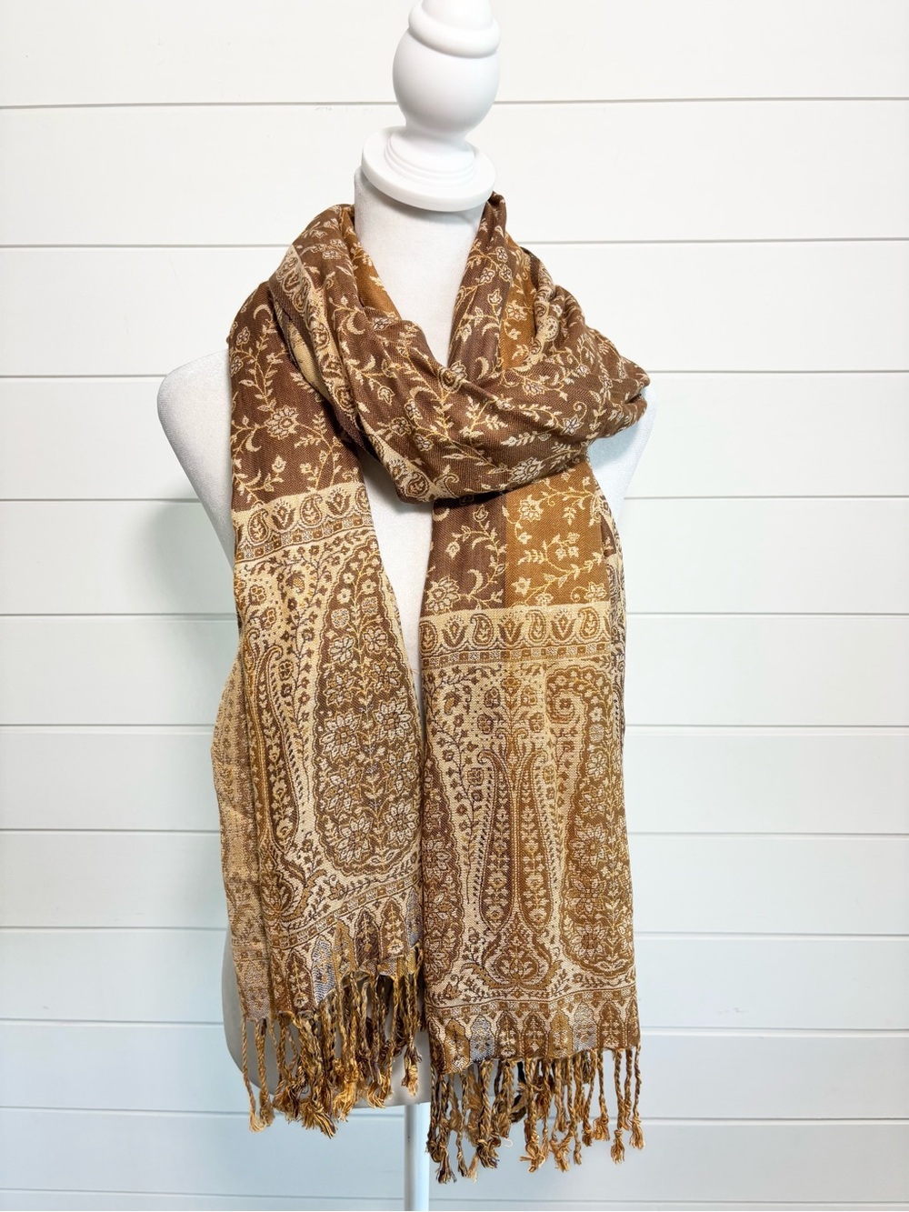 Elegant Brown Paisley Infinity Scarf - Women Accessories